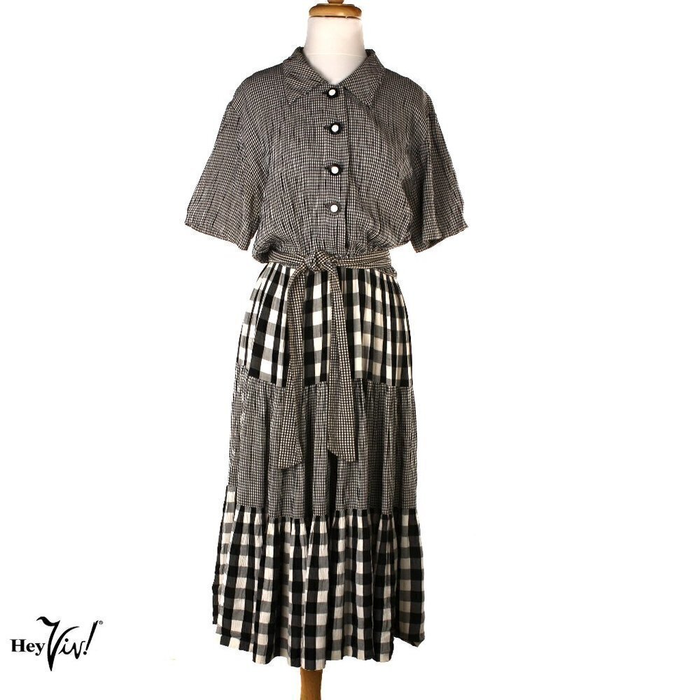 Vintage B & W Leslie Fay Dress for Lord & Taylor - Picture 1 of 7
